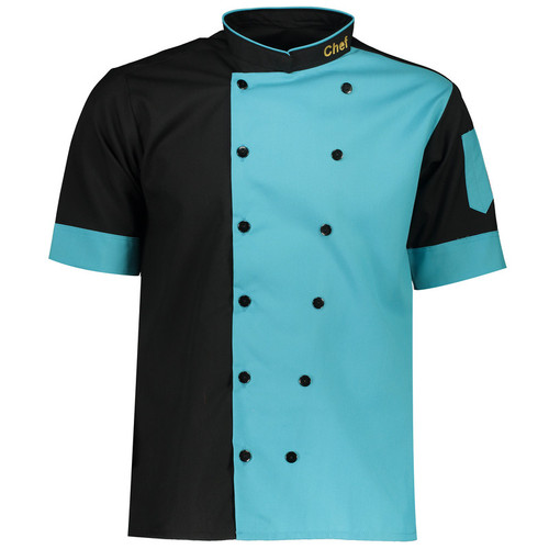 روپوش آشپزی مدل chef ( روپوش سراشپزی ) رنگ آبی مشکی.