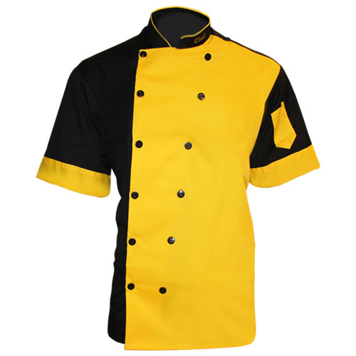 روپوش آشپزی و روپوش سراشپزی مدل شف chef مشکی زرد