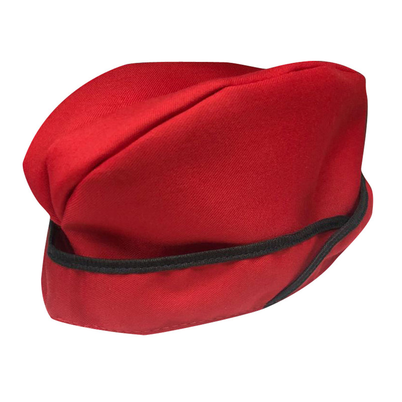 کلاه آشپزی مدل قایقی رنگ قرمز با نوار مشکی